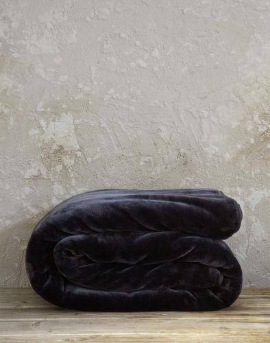 NIMA Κουβέρτα Βελουτέ Μονή Coperta - Black (Διαστάσεις: 160x220εκ) N30159